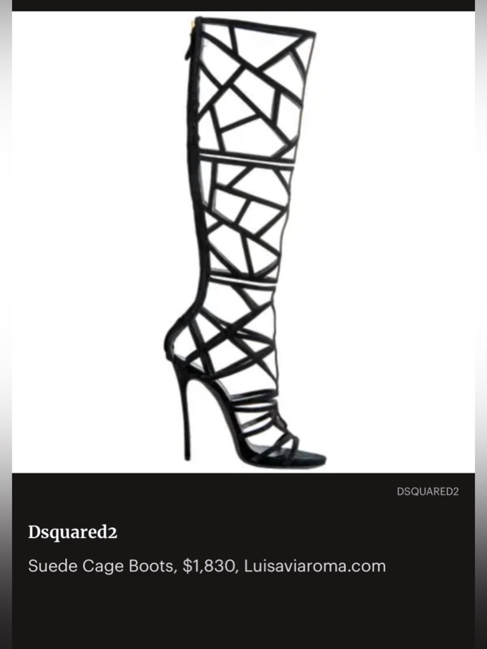 DSQUARED Black Strappy Geometric Knee-High Heeled Boots - Picture 11 of 11